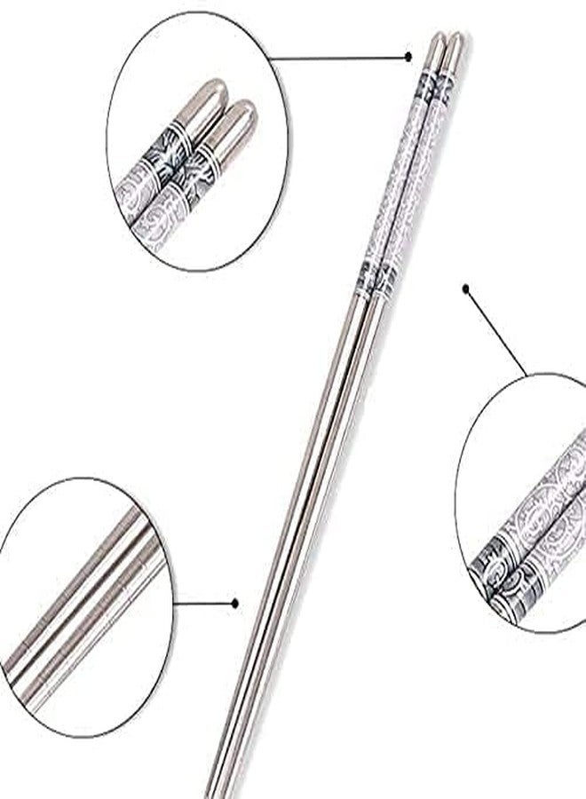 EAGEAN Eating, Training, Decorative Stainless Steel Chinese, Japanese, Korean Chopstick (Grey, Silver Pack of 4) - Image 3